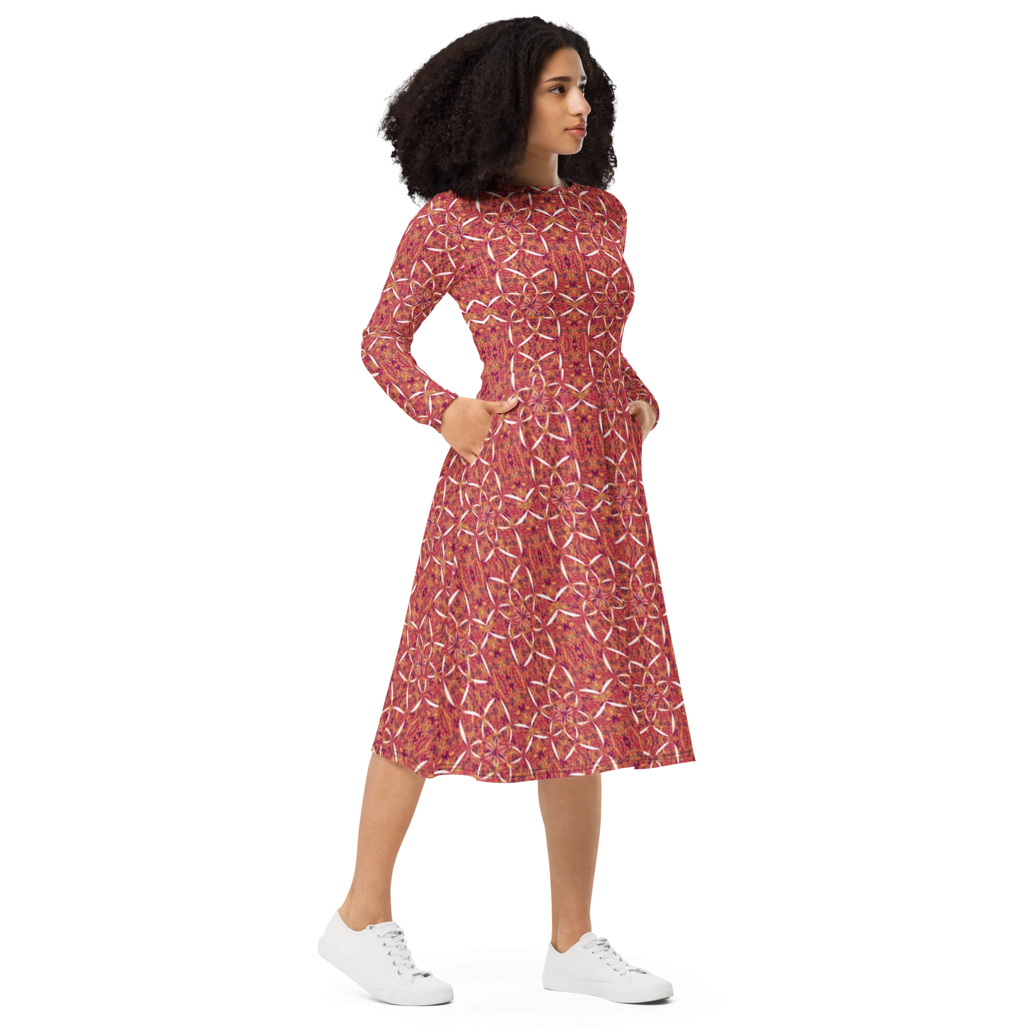 Recursia Lotus Light Long Sleeve Midi Dress