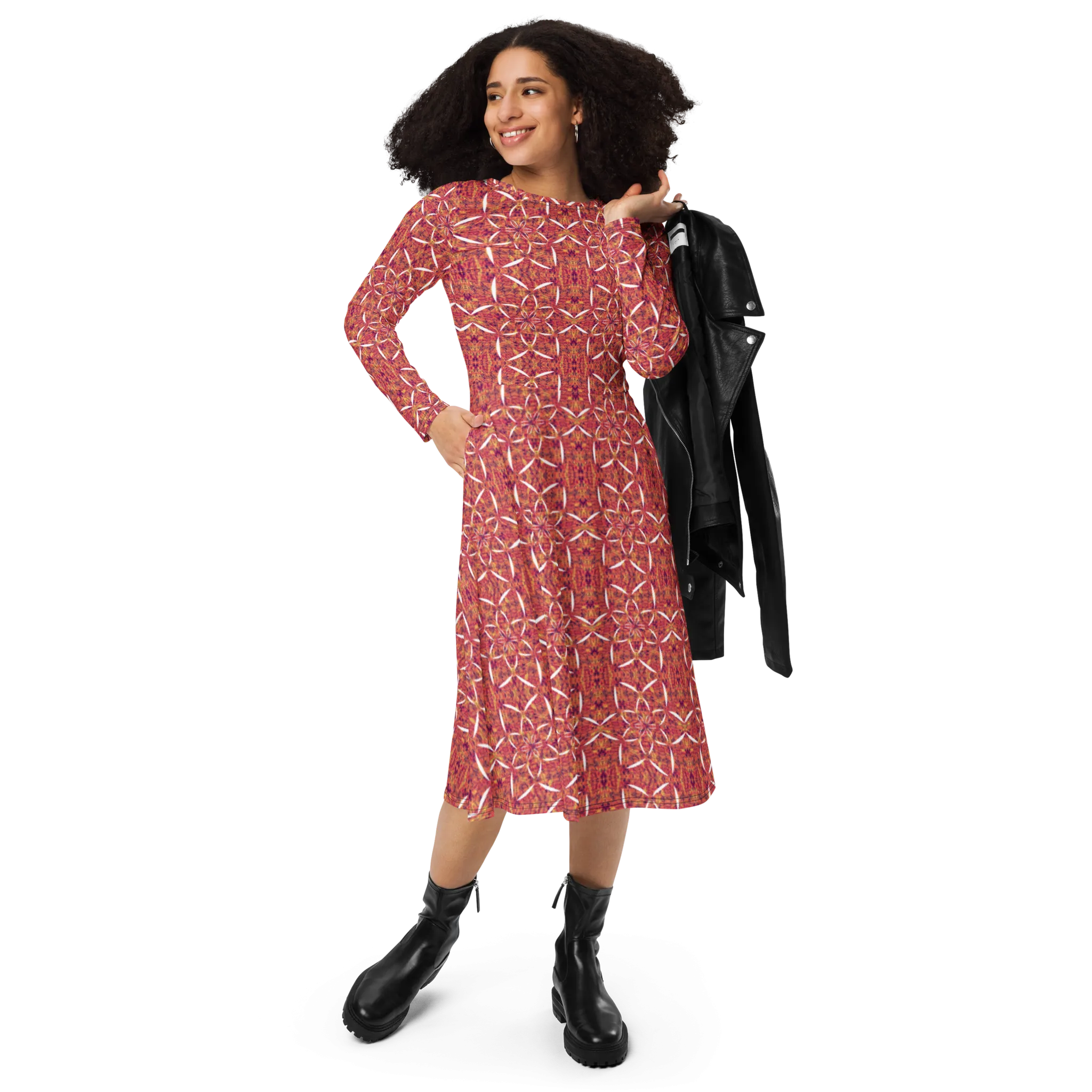 Recursia Lotus Light Long Sleeve Midi Dress