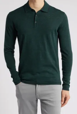 Roman Long Sleeve Merino Wool Sweater Polo