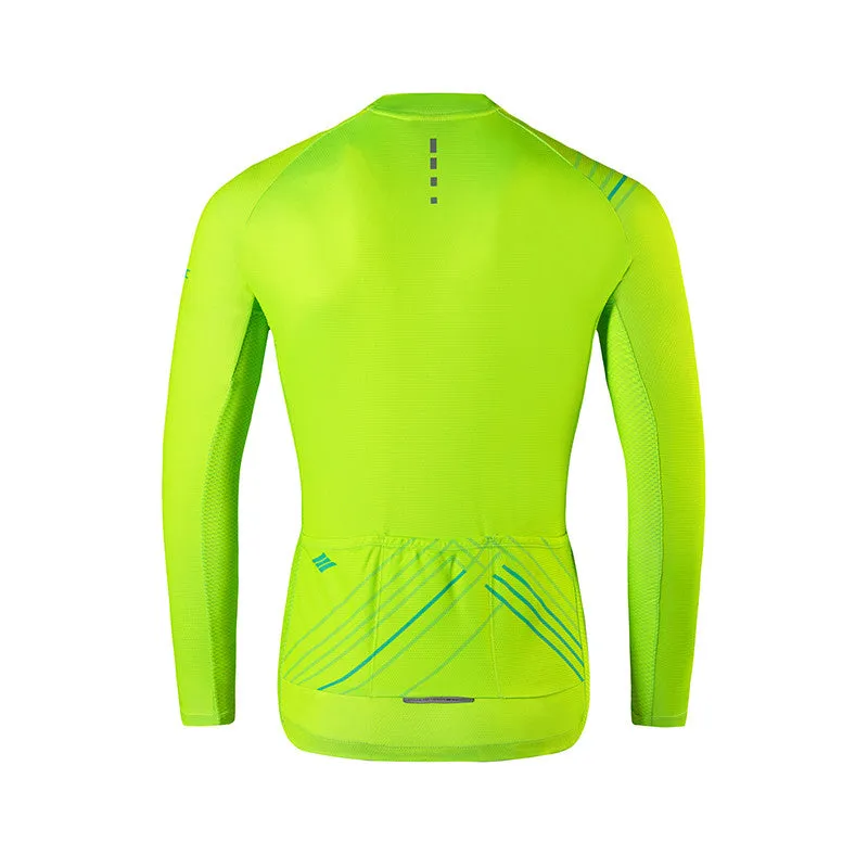 Santic Light Stripe Green Men’s Cycling Jersey Long Sleeve