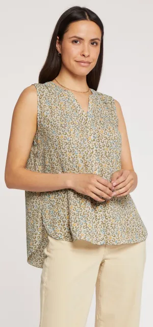 Sleeveless Pintuck Blouse Dierenprint | Sand Cat