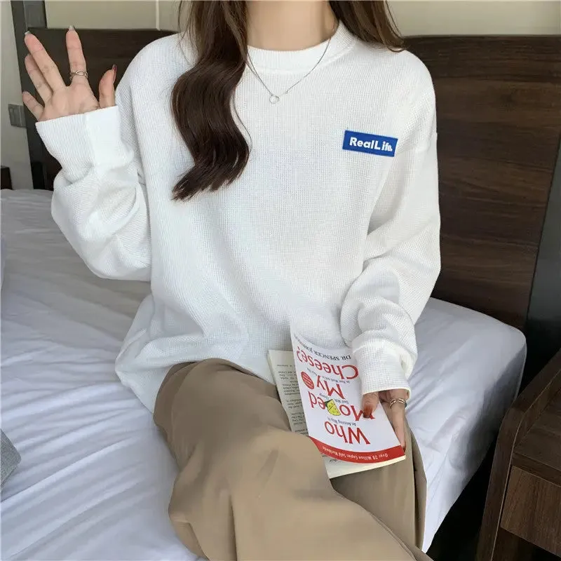 Slimming And Simple Wind Round-neck Non-hoodie Sweatshirt