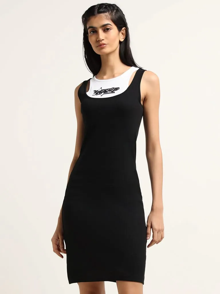 Studiofit Black Cut Out Ribbed Dress