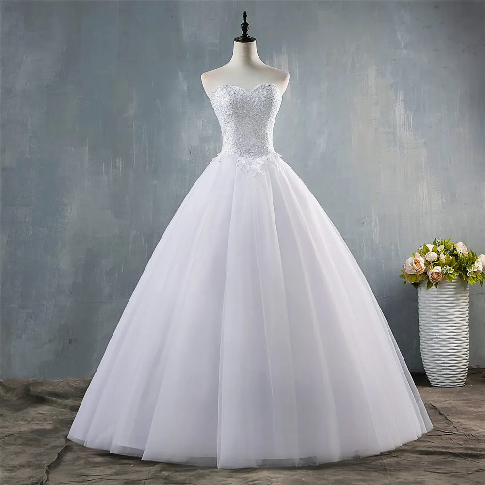 Sweetheart Sequins Crystal Beaded A Line Wedding Bridal Dress