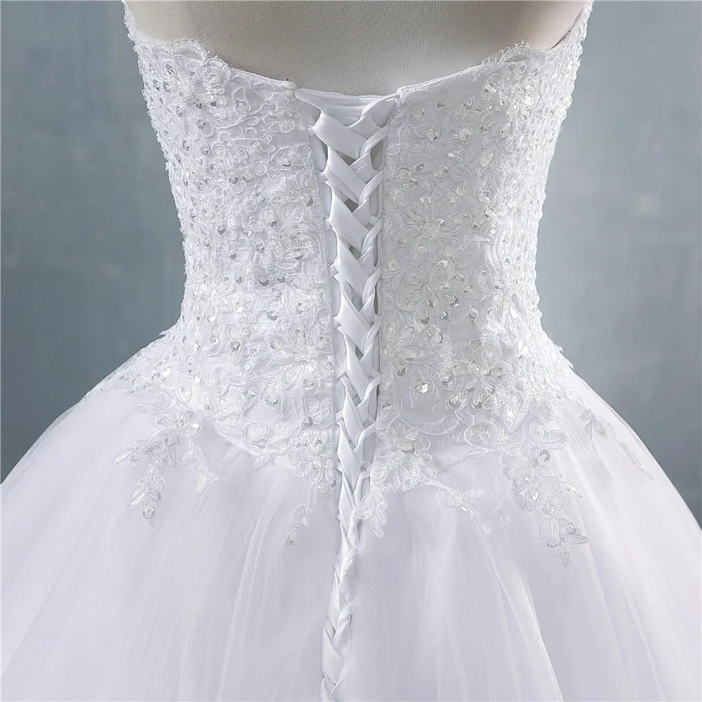 Sweetheart Sequins Crystal Beaded A Line Wedding Bridal Dress