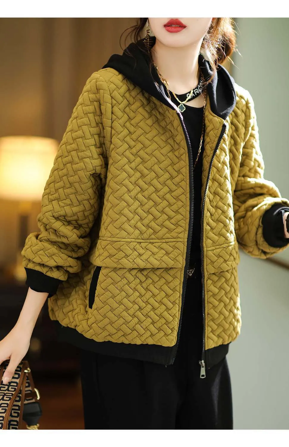 Texture Bubble Zou Hooded Jacket