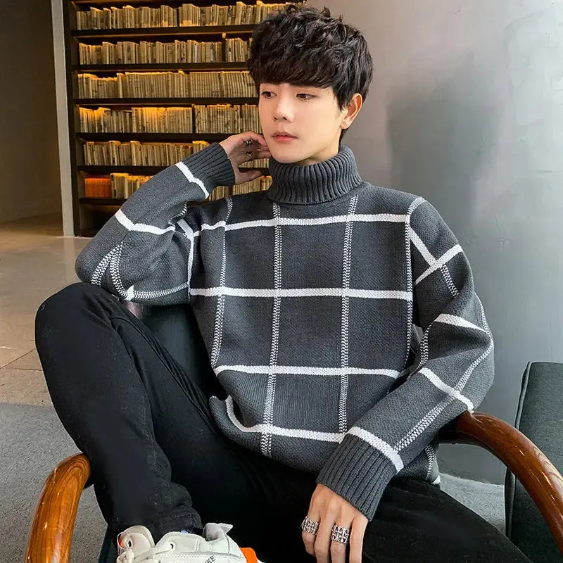 Turtleneck sweater men's knit sweater personality sweater