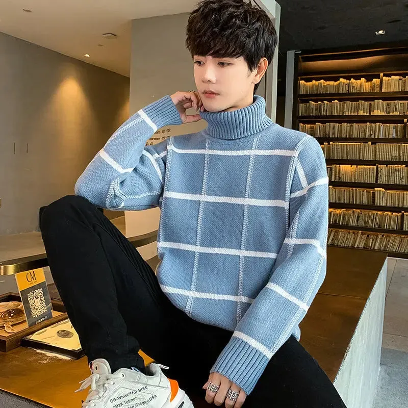 Turtleneck sweater men's knit sweater personality sweater