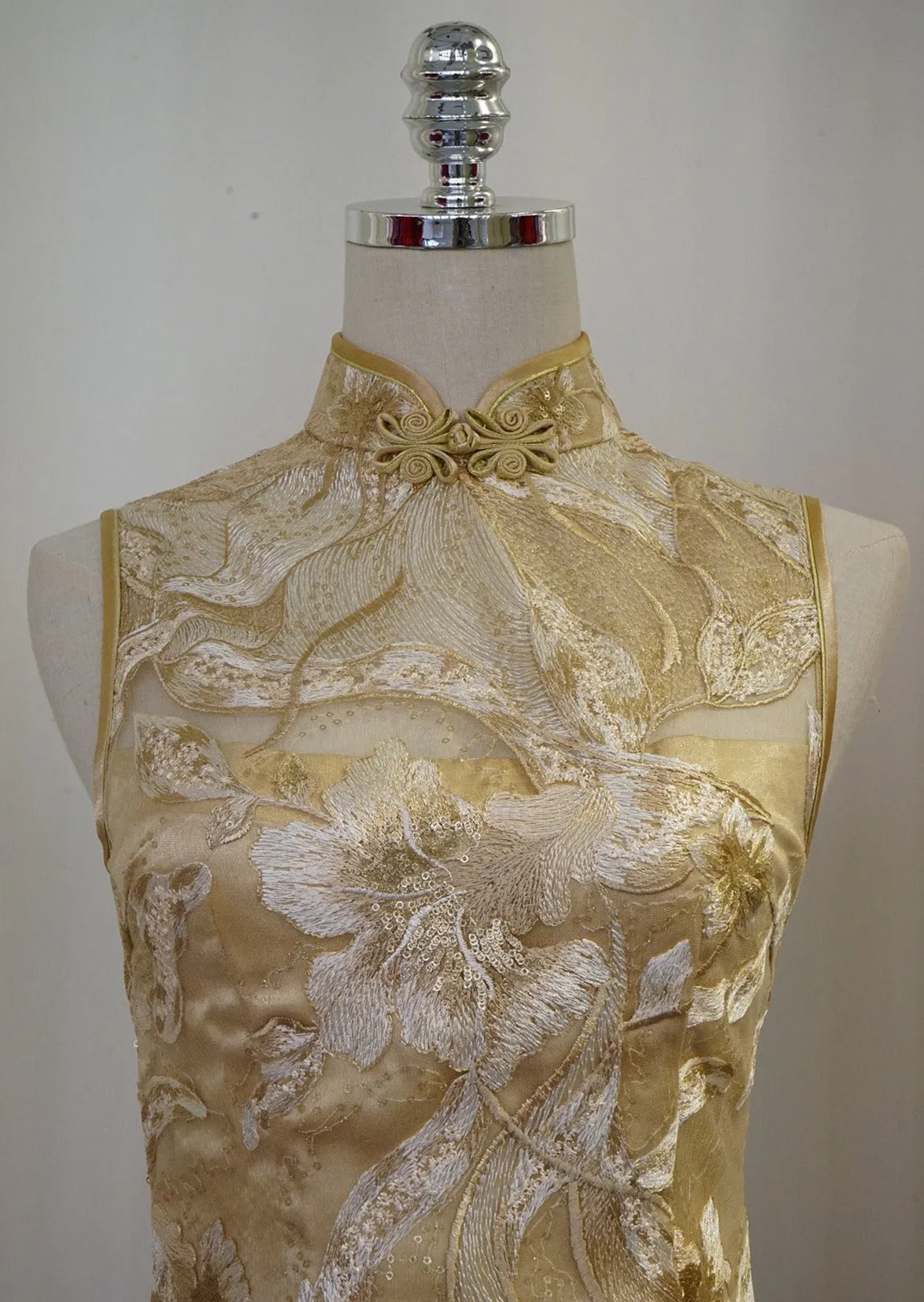 Tuscan Gold Sleeveless Mini Qipao