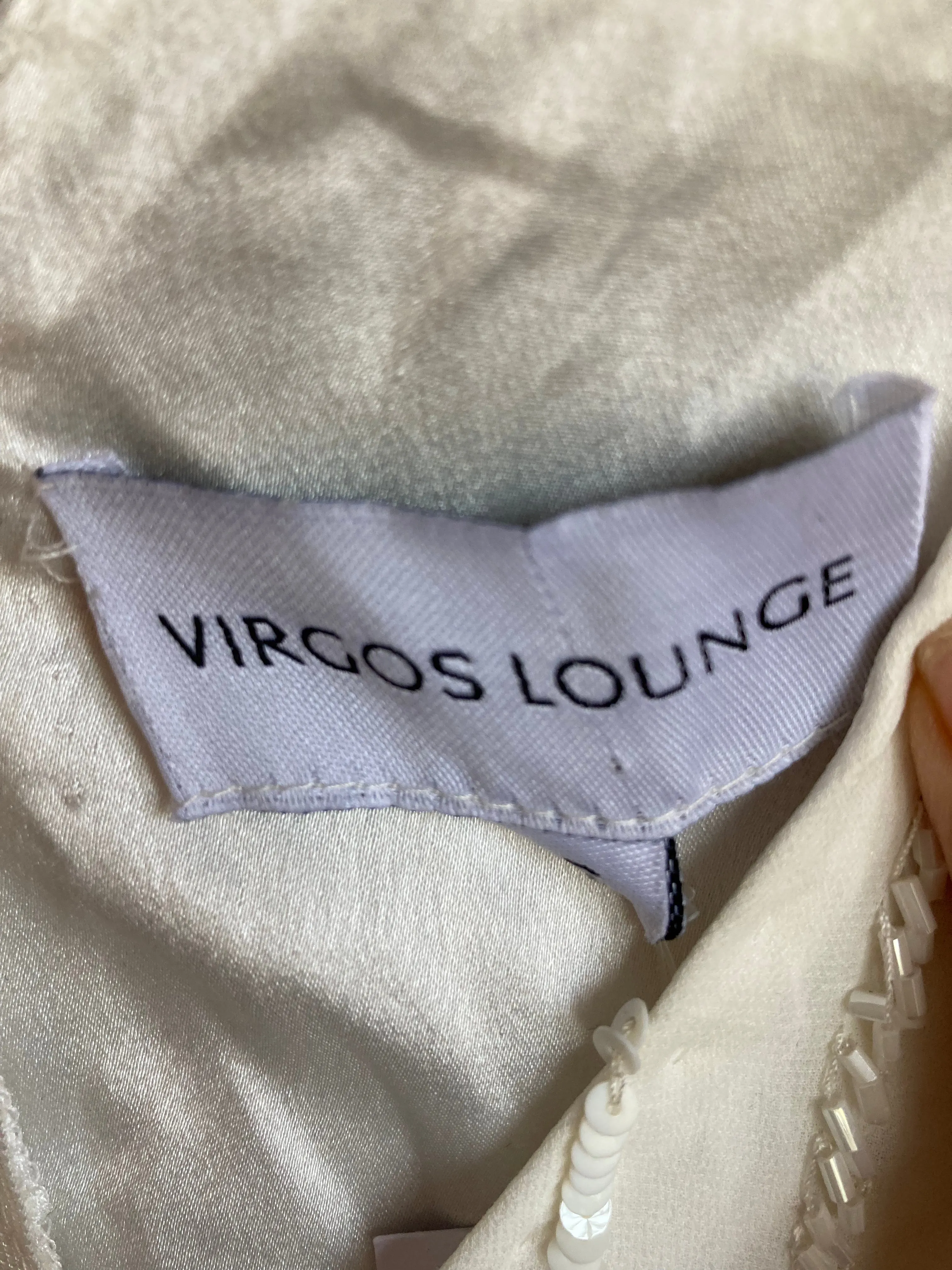 Virgos Lounge Cream Beaded Sleeveless Evening Dress UK Size 10