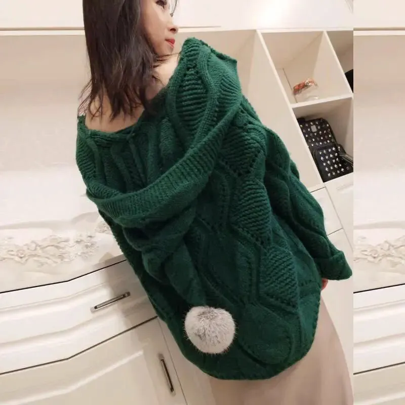 Women's Hat Knitted Cardigan Jacket Sweatshirt