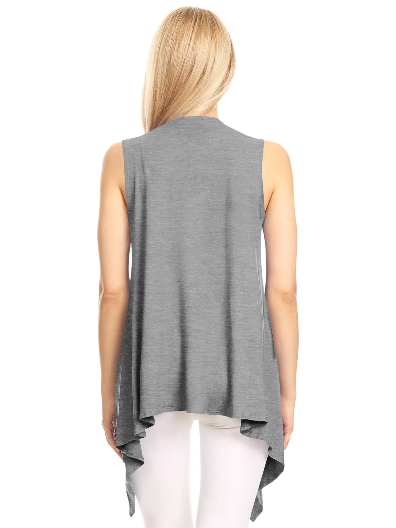 Women's Lightweight Sleeveless Solid Open Front Drape Vest Cardigan