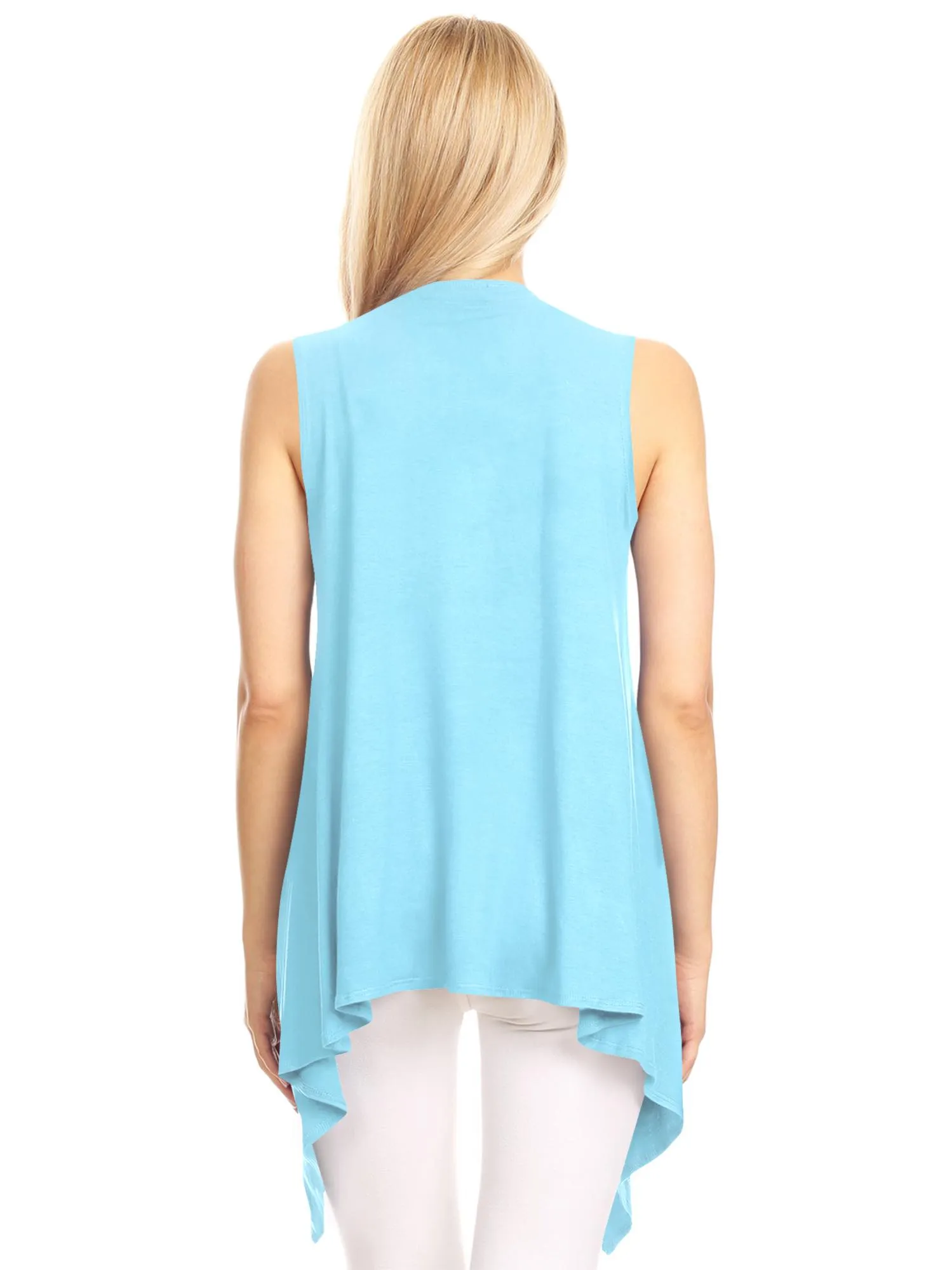 Women's Lightweight Sleeveless Solid Open Front Drape Vest Cardigan