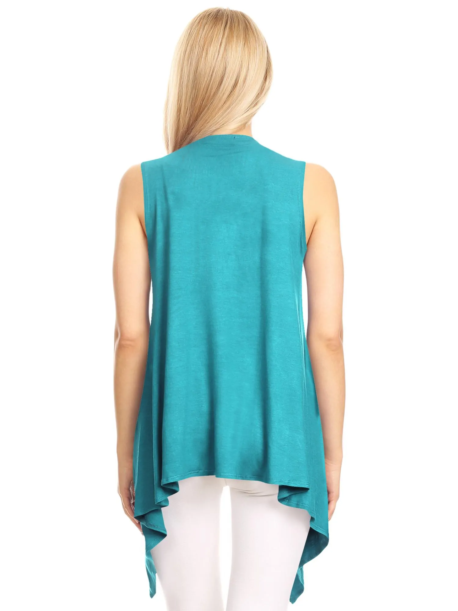 Women's Lightweight Sleeveless Solid Open Front Drape Vest Cardigan